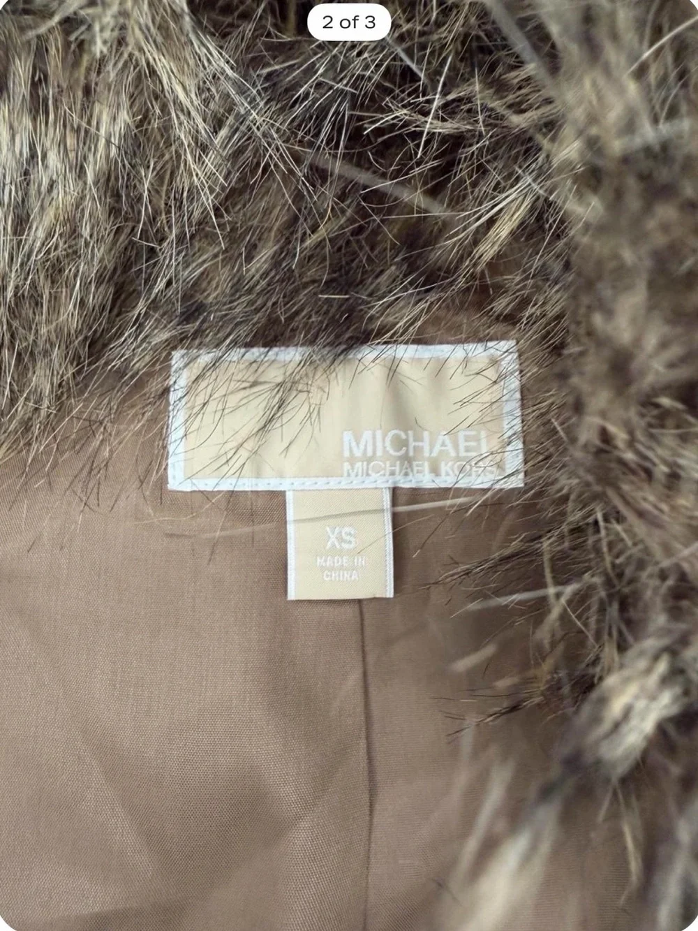 MICHAEL Michael Kors Faux Fur Vest XS Gray Brown